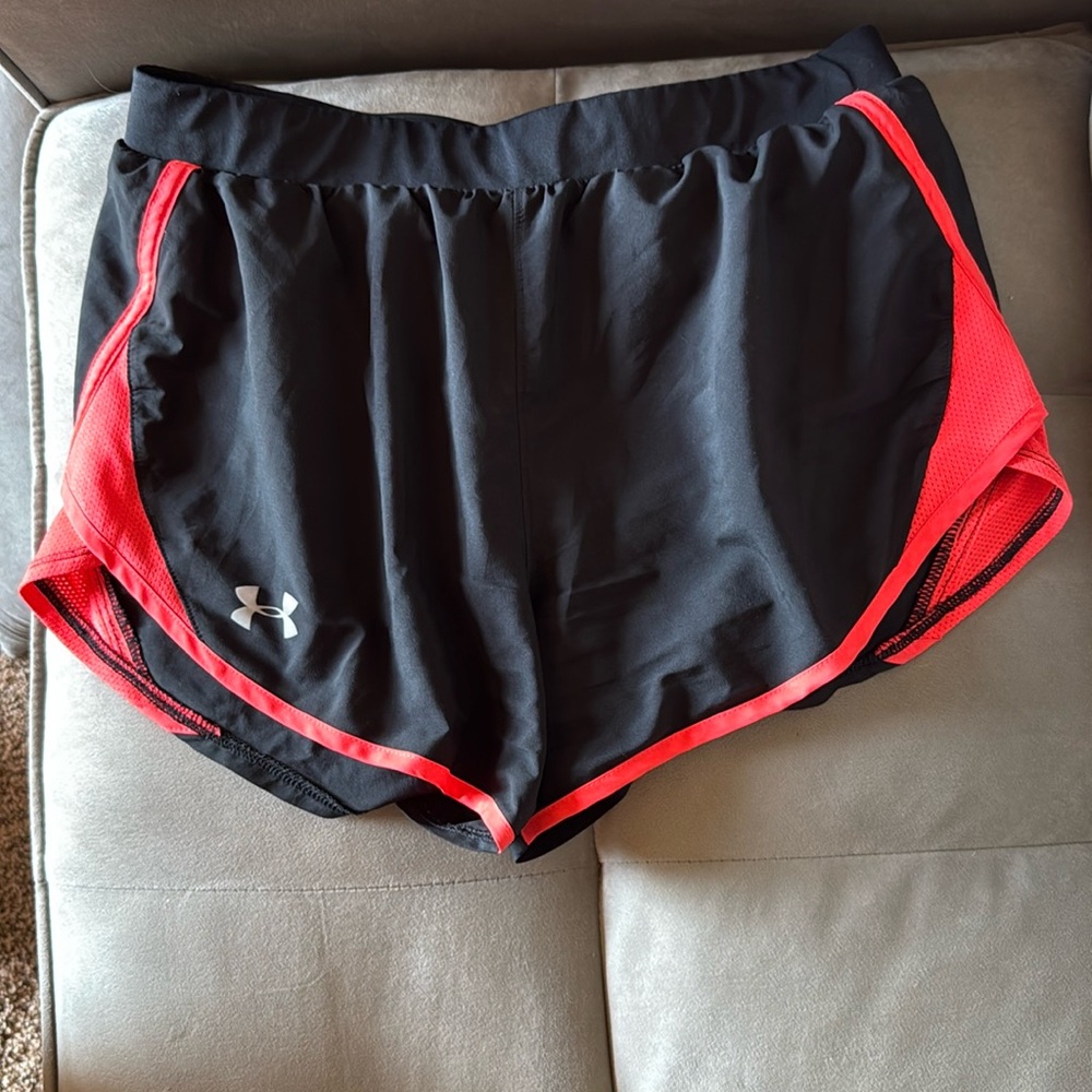Small-Black and neon orange Under Armour Shorts